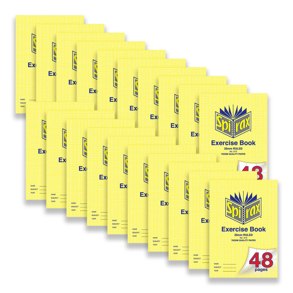 20pc Spirax 213 Exercise Book A4 25mm Ruled 48-Pages 70GSM Writing Notebook YLW