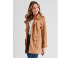 ROCKMANS - Womens Coat -  Long Sleeve Suedette Coat