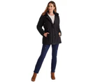 MILLERS - Womens Long Jacket - Black Winter Anorak - Soft Touch - Casual Fashion - Long Sleeve - Coat - Warm Work Wear - Comfy Clothing Office Outfit