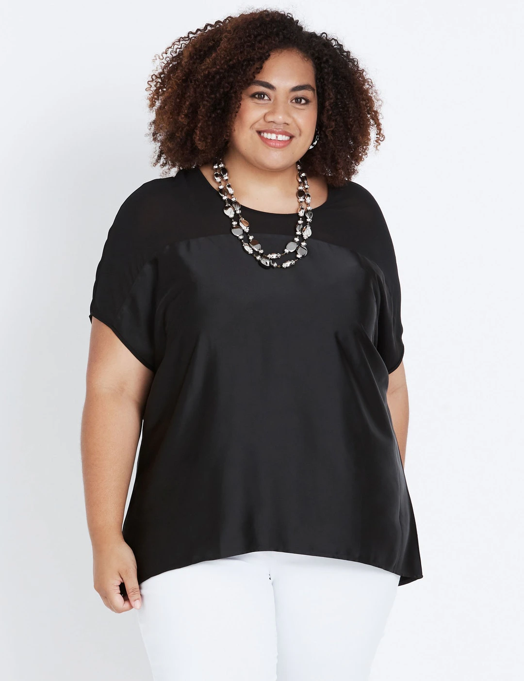 Autograph - Womens Plus Size - Tops - Summer - Basic - Black - Short Sleeve - Scoop Neck - Relaxed Fit - Length Regular - Office Wear - Work Clothes