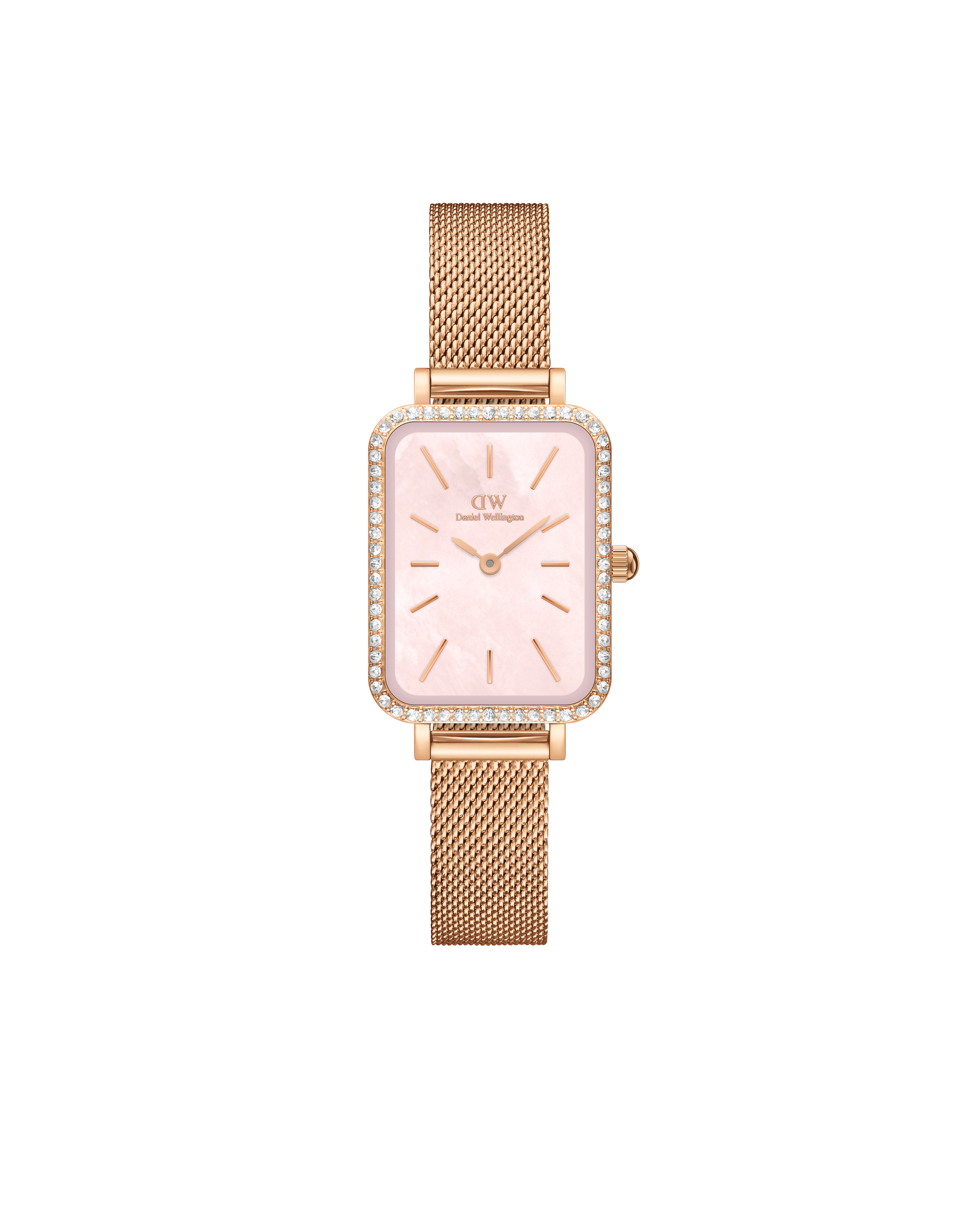 Daniel Wellington Quadro 20x26 Bezel Mesh Pink Mother of Pearl Rose Gold Watch