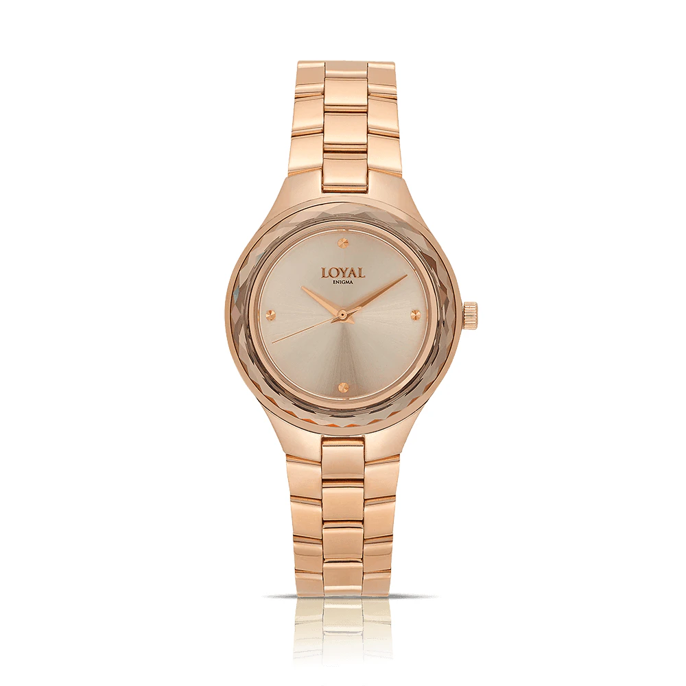 Loyal Women's Enigma Rose PVD Champagne Dial Quartz Dress Watch