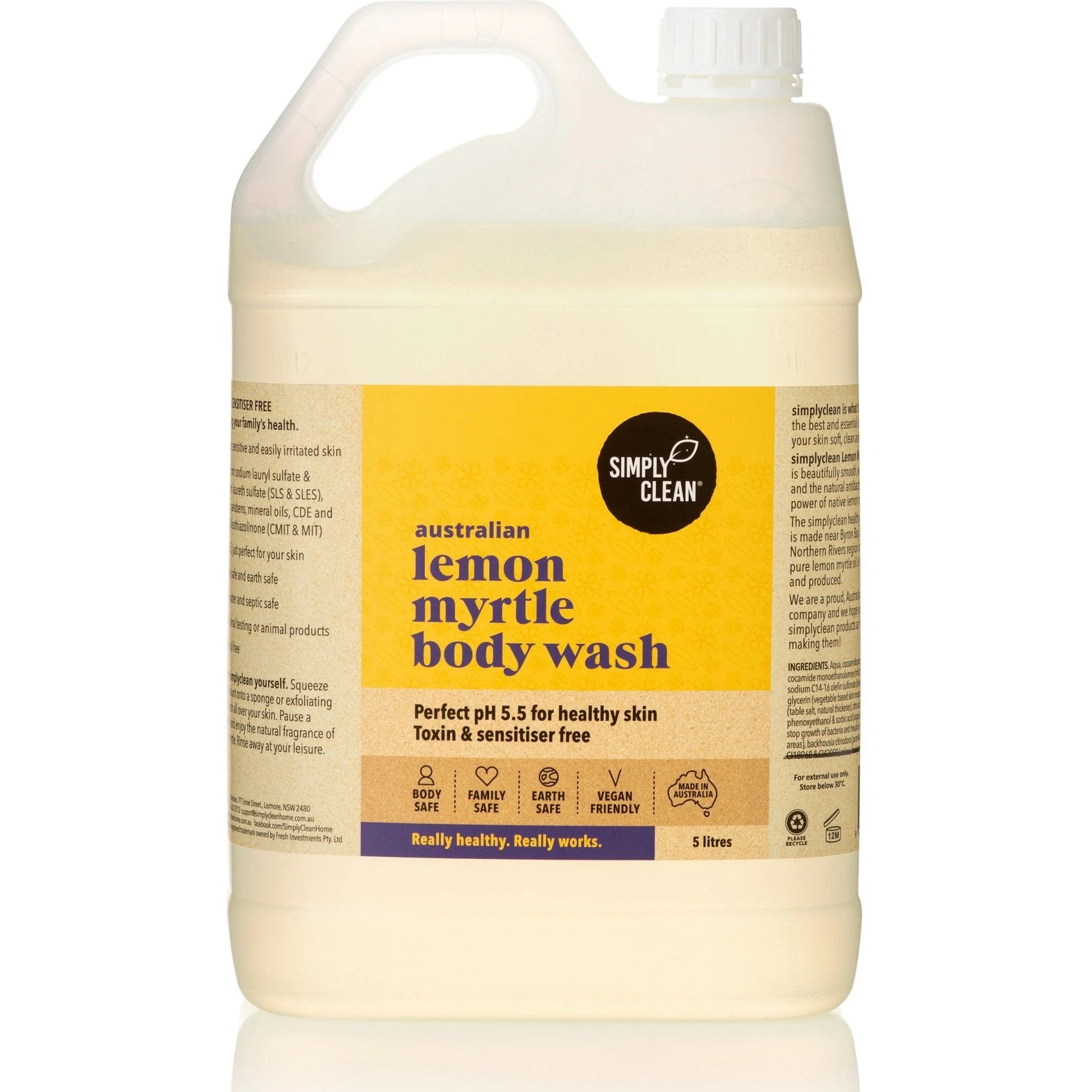 Simply Clean Lemon Myrtle Body Wash 5L