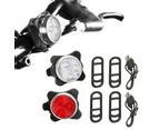 2Pcs USB Rechargeable Bike Lights LED Bicycle Lights Front and Rear Security Warning Lights