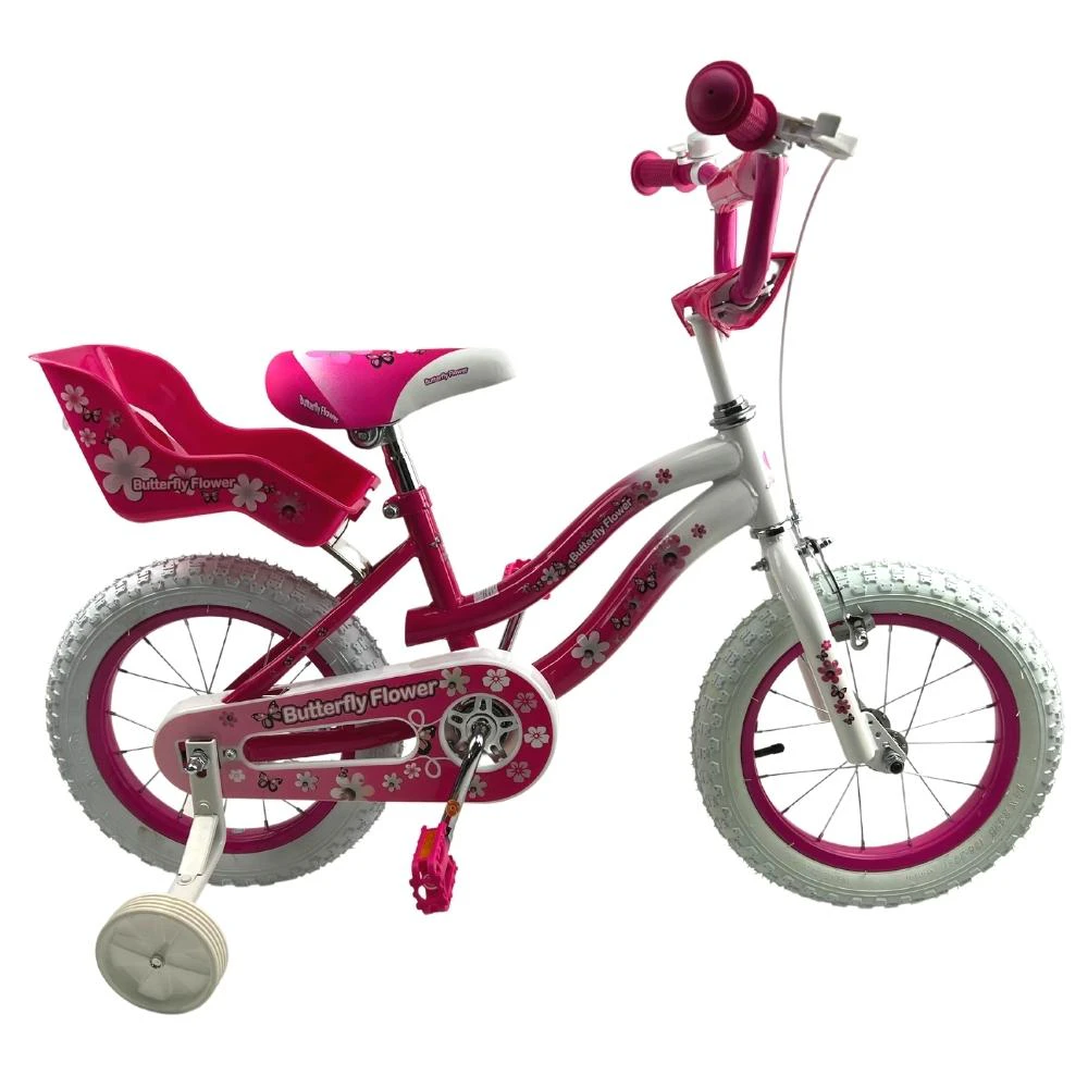 Aussie Baby Supermax Pink Butterfly Flower 14 Inch Girls Bike