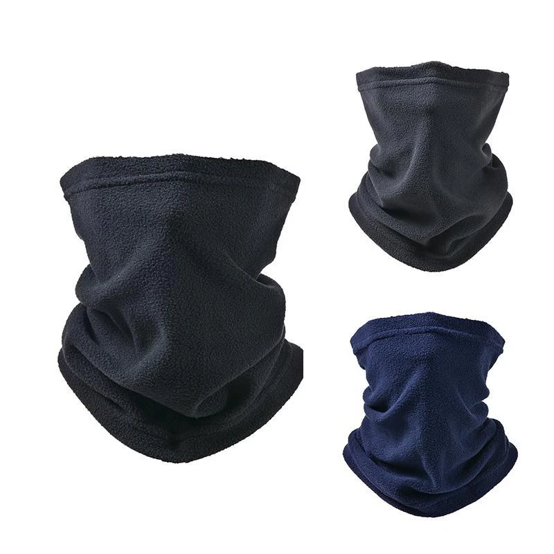 Winter Warm Fleece Snood Scarf Neck Warmer Beanie Hat Ski Balaclava Men Women - Black