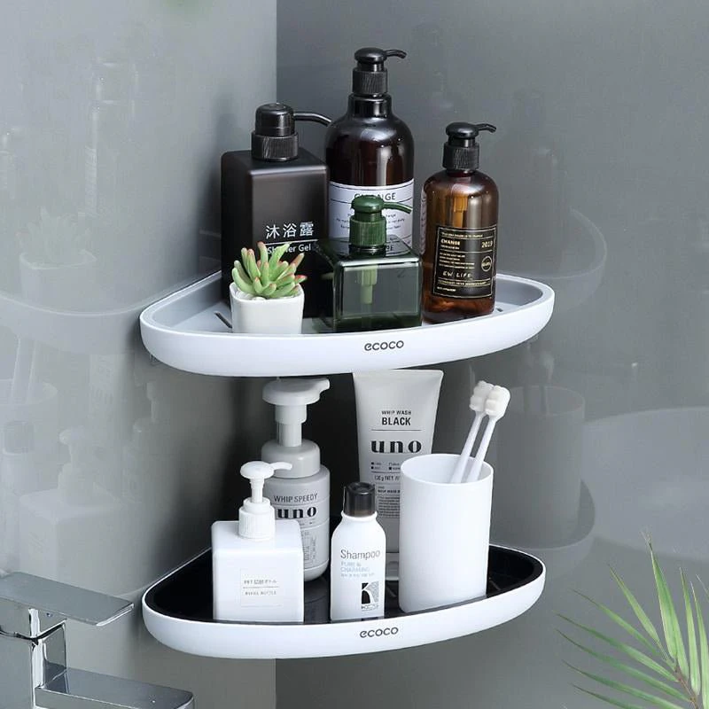 Ecoco Bathroom Corner Shower Shelf Corner Shower Caddy Shower Storage Organizer Wall Mounted for Bathroom, Kitchen, Toilet - Black