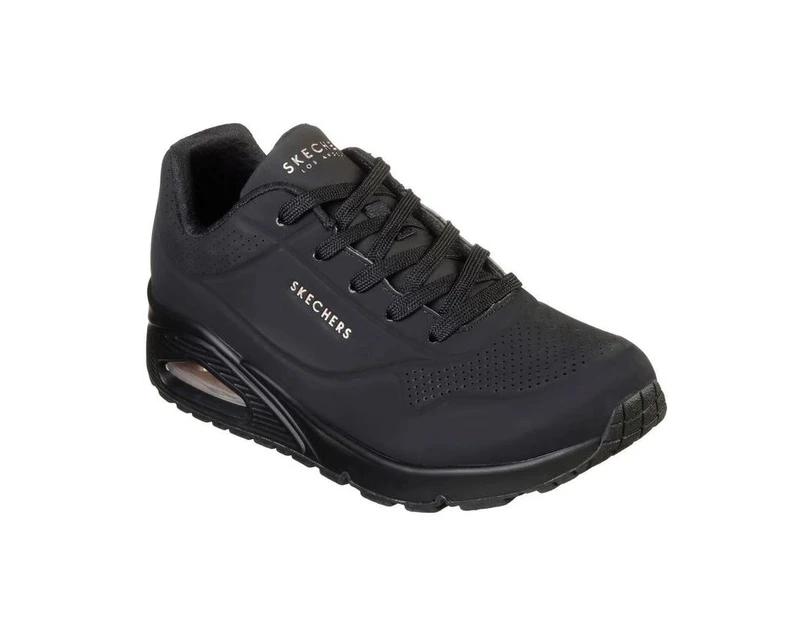 Mens Skechers Uno - Stand On Air Wide Fit Black/Black Sneaker Shoes