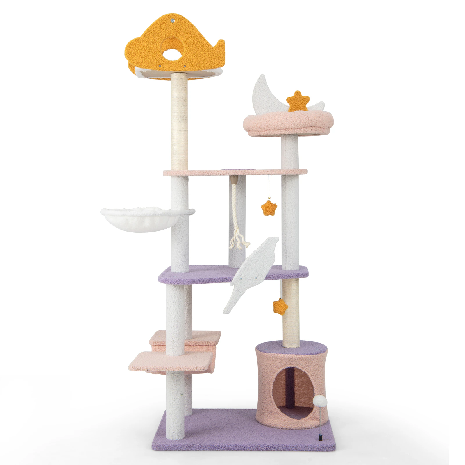 Costway Multi-level Cat Tree Cat Scratching Post Indoor Cat Furniture Toy Purple