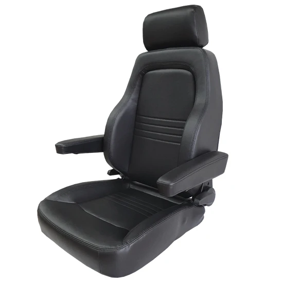 Autotecnica Sports Adventurer Armrest Bucket Seat Black PU Leather Captain Chair