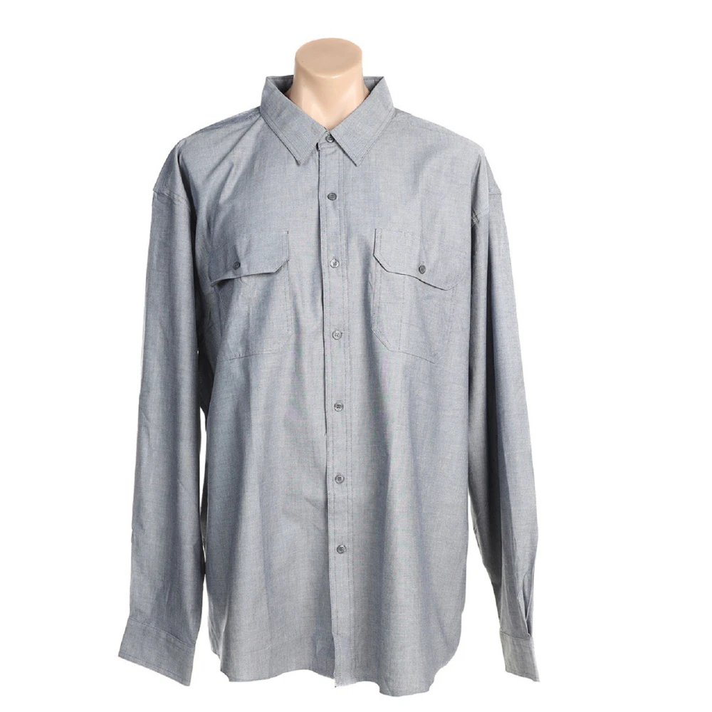 3 x WORKSENSE Men's Denim Chambray Long Sleeve Work Shirts | Denim Grey