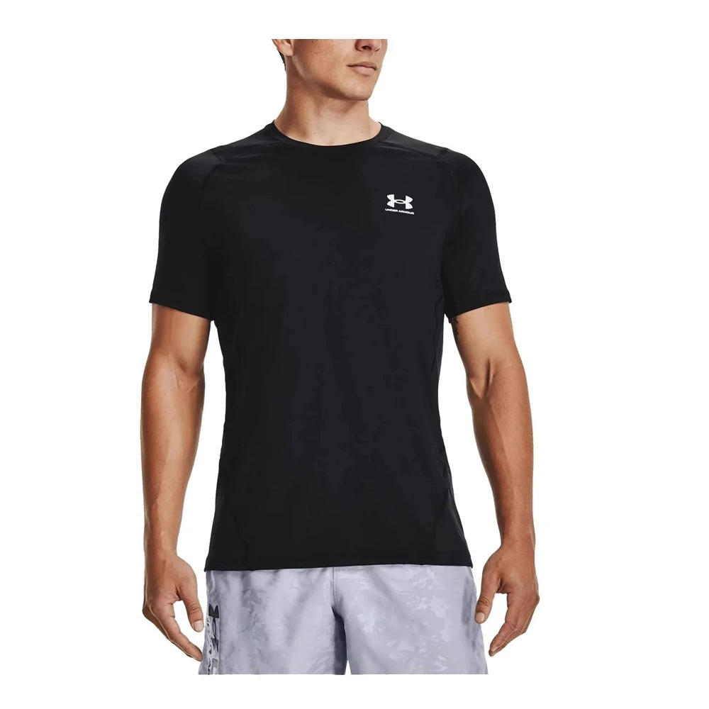 UNDER ARMOUR Men's Heat Gear Compression Short Sleeves Tee | Black | White