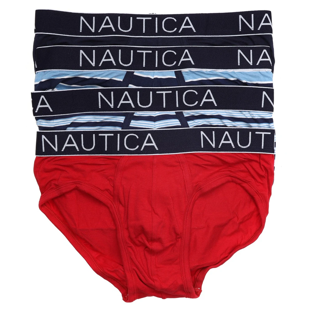 NAUTICA 4 x Men's Cotton Stretch Briefs Underwear - Multi Colour