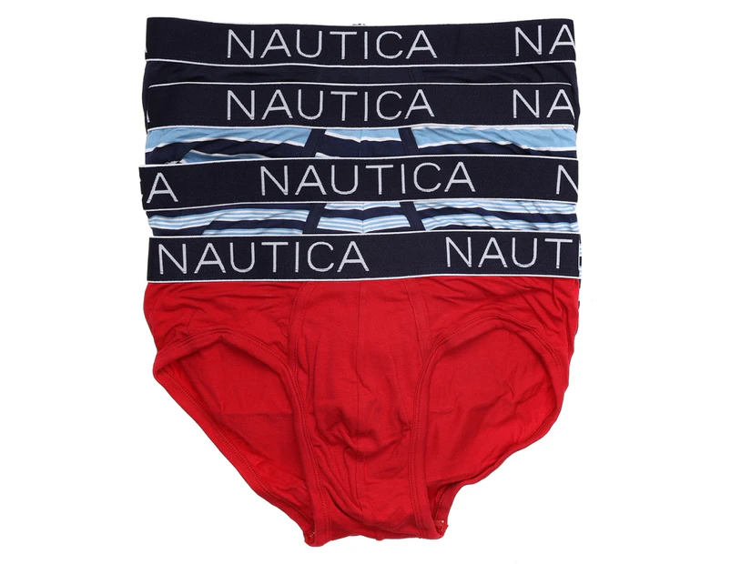 NAUTICA 4 x Men's Cotton Stretch Briefs Underwear - Multi Colour