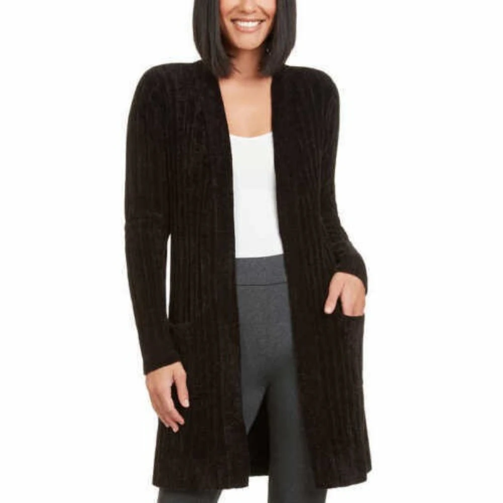 MATTY M Women's Rib Stitch Chenille Cardigan | Black