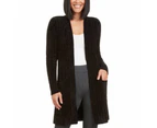 MATTY M Women's Rib Stitch Chenille Cardigan | Black