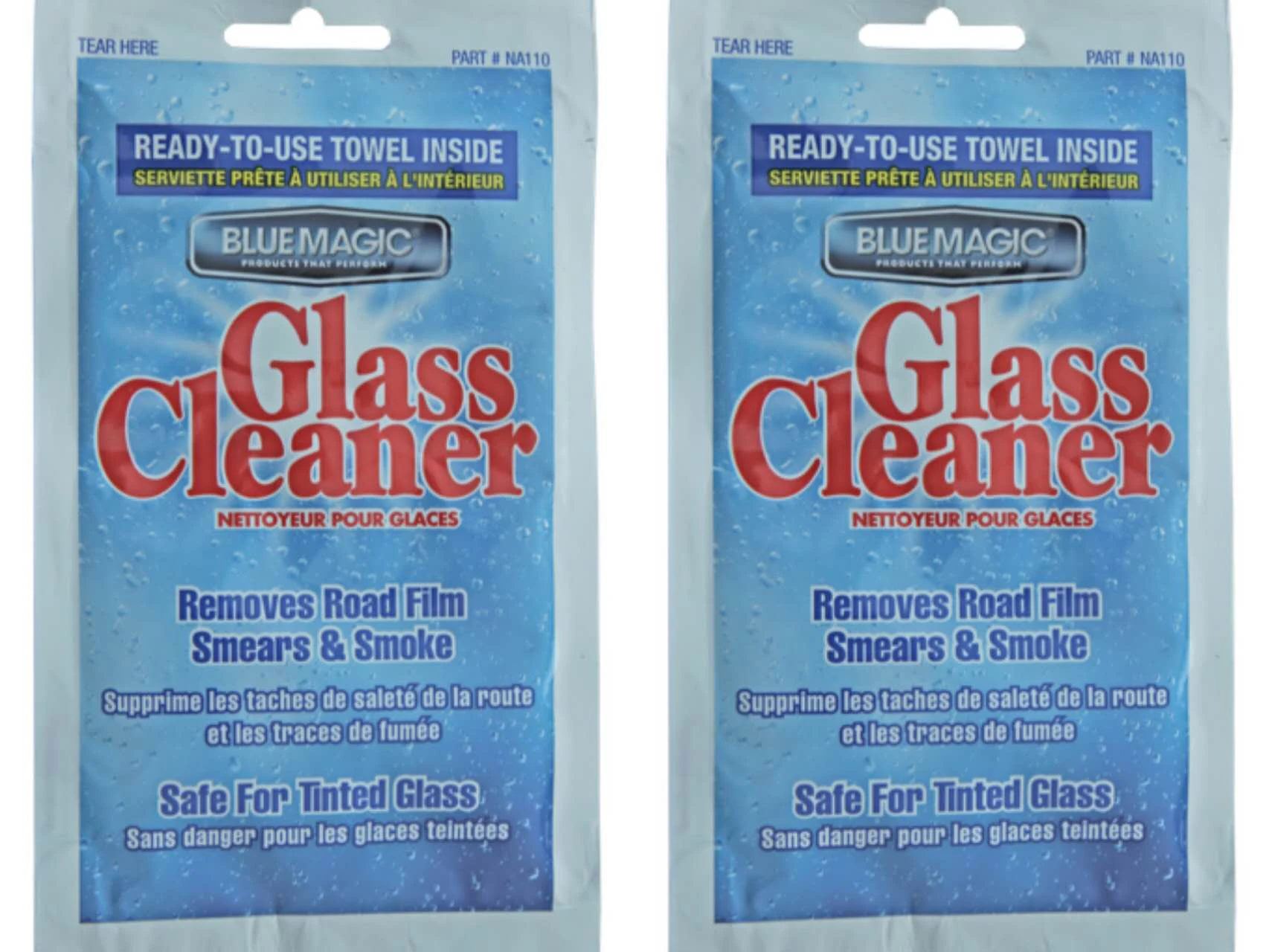 Blue Magic(R) Auto Glass Cleaner X2 removes road film, haze, smears and smoke from windows and mirrors with ease