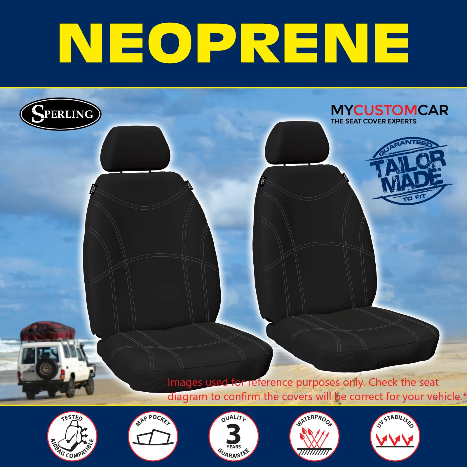 For Toyota Prado 150S SUV 2021-2023 Neoprene Custom FRONT Seat Cover