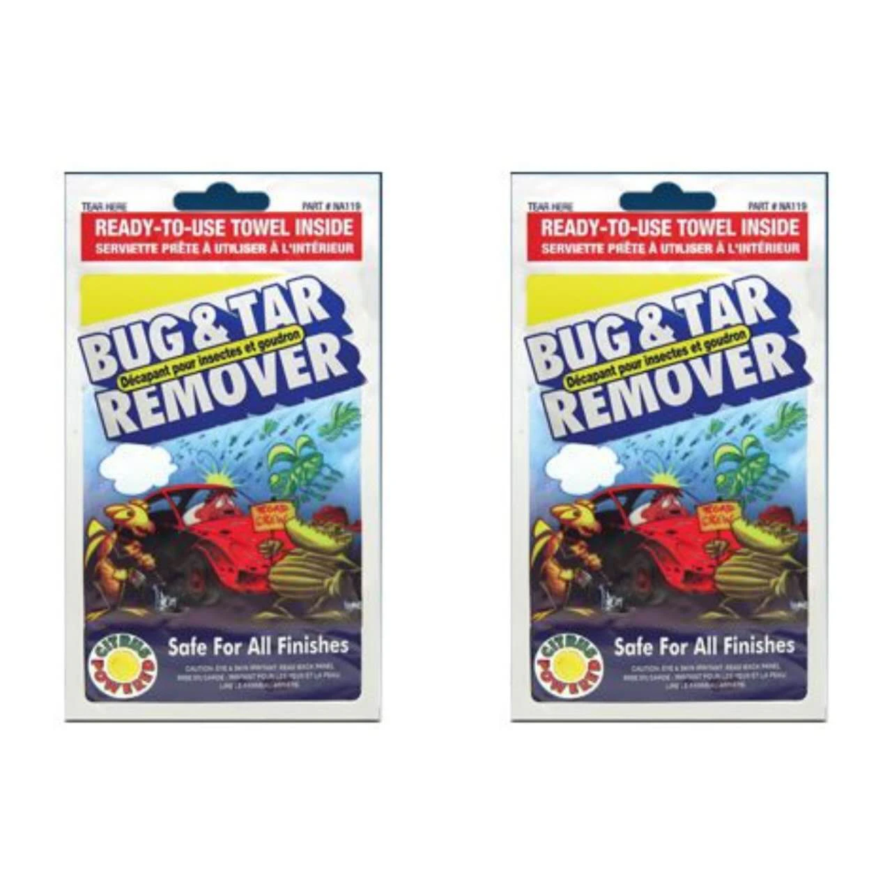 Bug & Tar Remover towelettes X2 remove nasty bugs and grime from cars