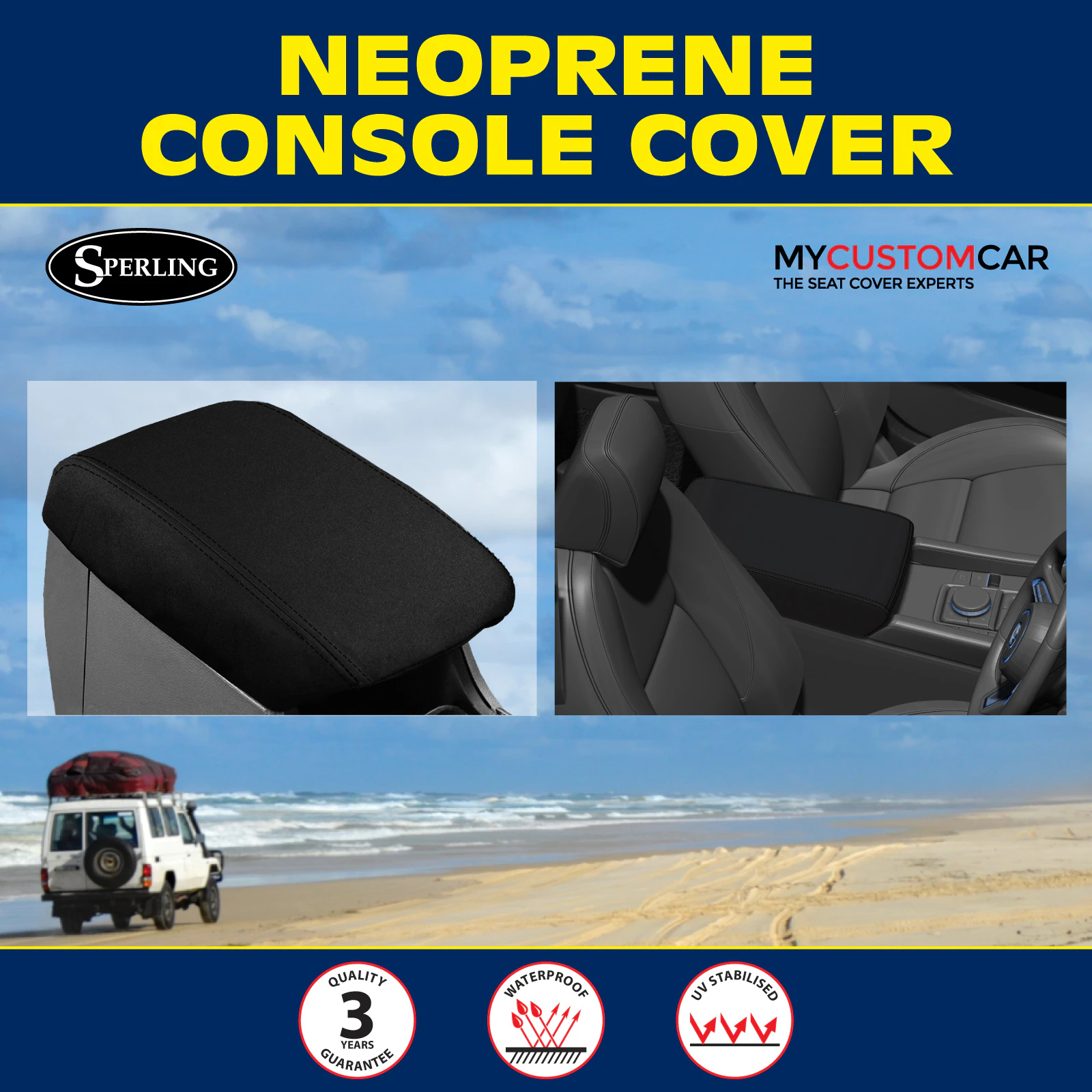 Isuzu D-Max TF 2020-On Neoprene Centre Console Lid Cover Armrest Cover Black Dmax