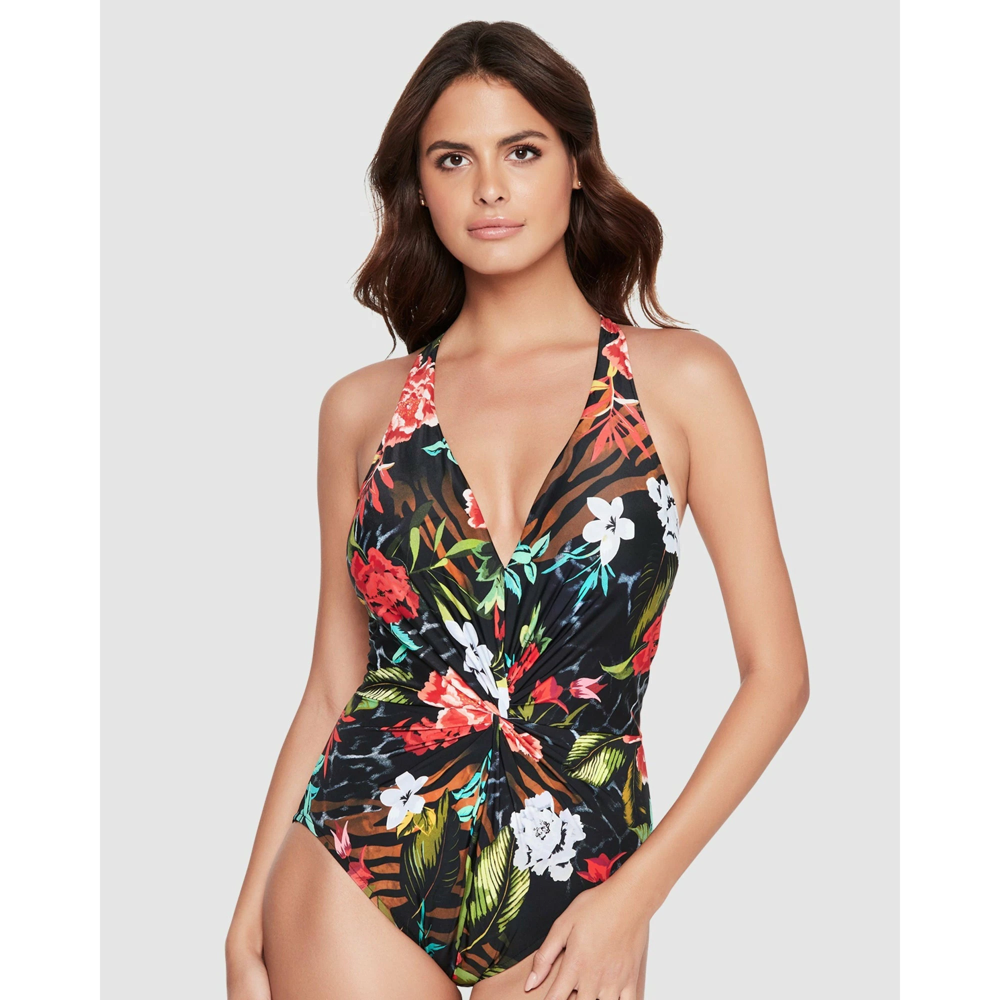 Magicsuit Drew Halter Slimming Tummy Control Swimsuit in Multi