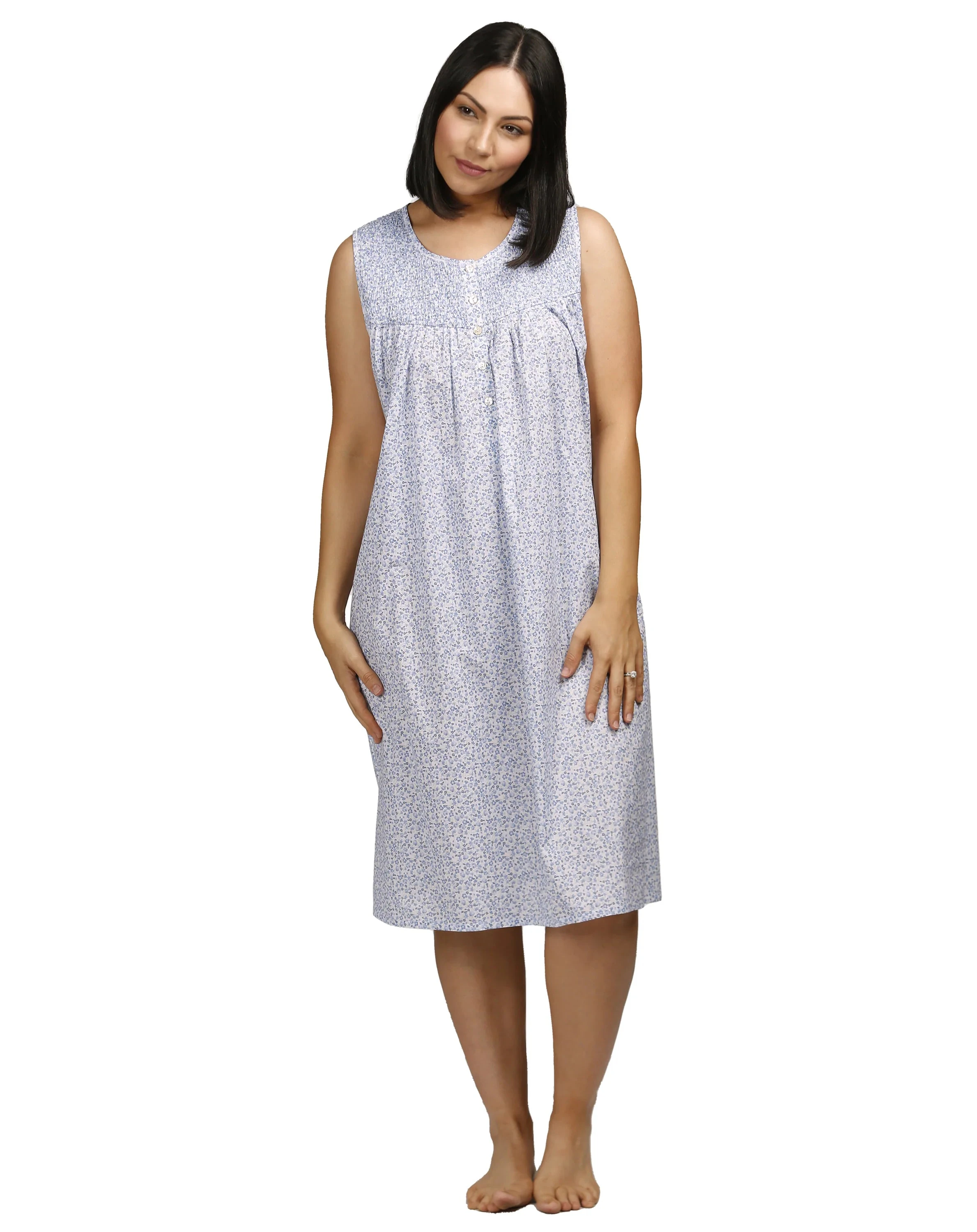 Ditsy Sleeveless Short Nightie - Schrank - Ditsy Blue