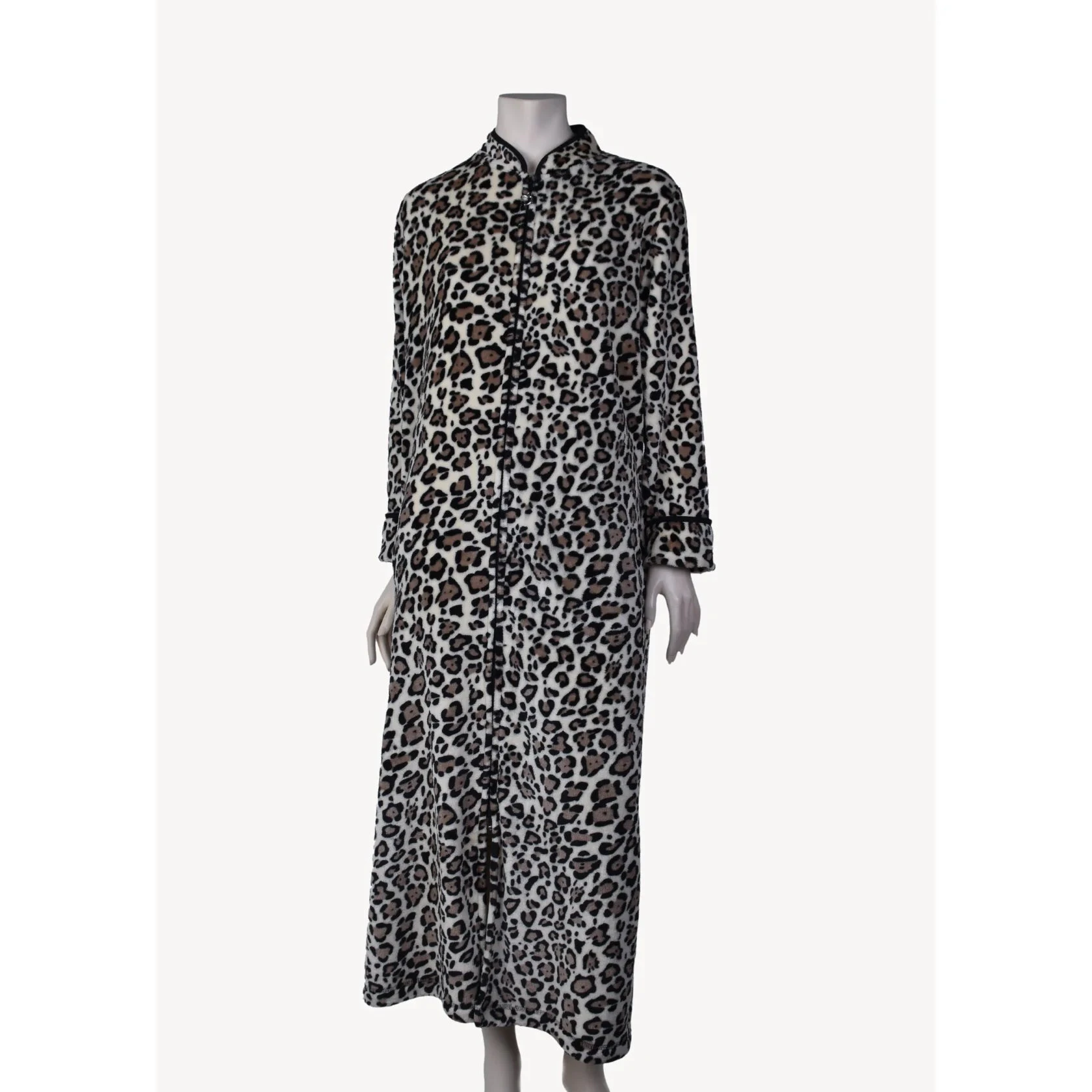 Leopard Print Zip Robe - Essence - Grey Leopard