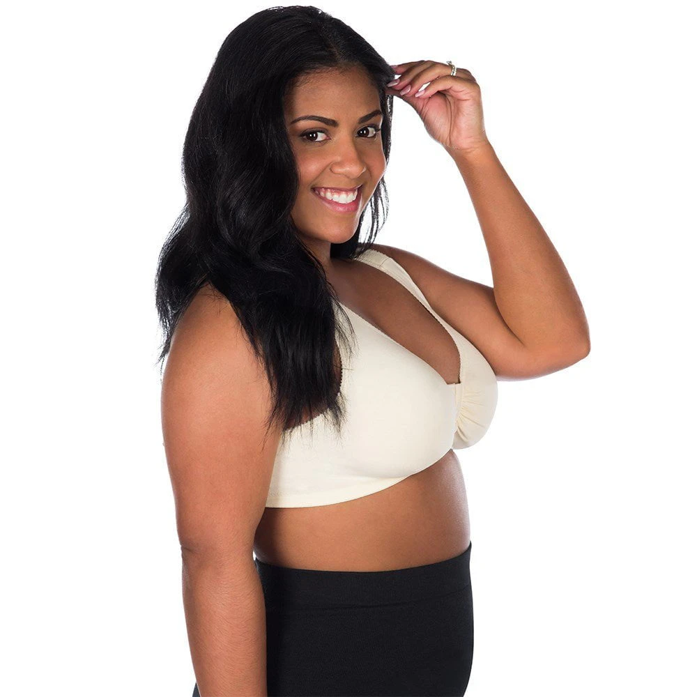 Leading Lady Meryl Front Close Cotton Plus Size Lounge & Sleep Bra in Ecru