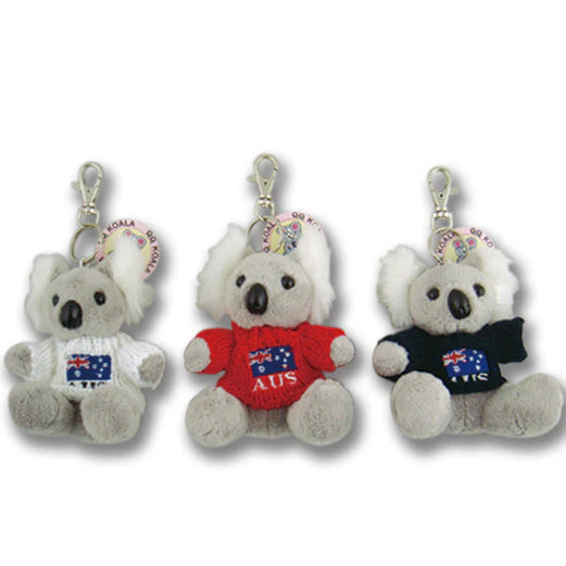 Australian Souvenirs Keyring Kangaroo Koala Plush Toy chain Handbag Aussie Gift - Set of 3 Koala Keyring - 1x