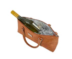 Sachi 1 Bottle Wine Tote Bag Insulated Carrier Purse Handbag Faux Lether Tan