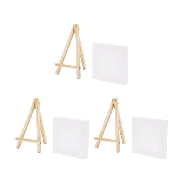 Mini Easel and Canvas - 3 Pack, White