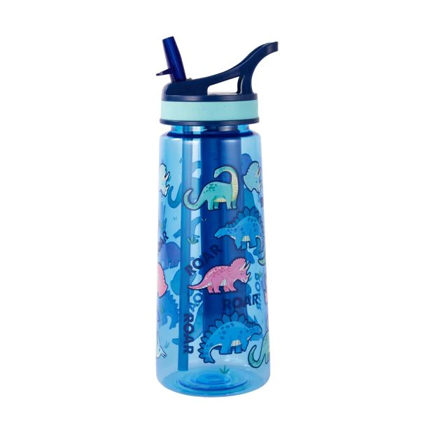 Dinosaur Flared Drink Bottle, 650ml Blue  - Anko