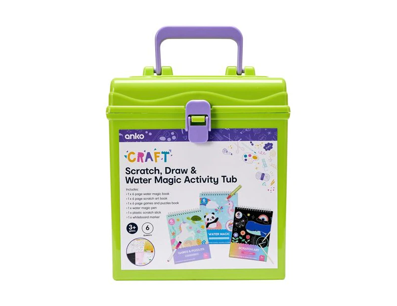 Scratch, Draw & Water Magic Activity Tub, 6 Piece Set - Anko