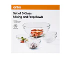 Glass Mixing and Prep Bowls, Set of 5 - Anko