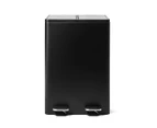 2 Compartment Matte Black Recycle Bin, 40L - Anko