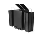 2 Compartment Matte Black Recycle Bin, 40L - Anko