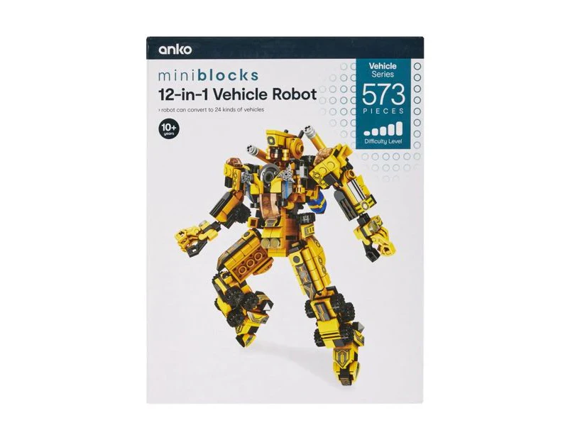 Mini Blocks Vehicle Series, 573 Piece: 12-in-1 Vehicle Robot Playset - Anko