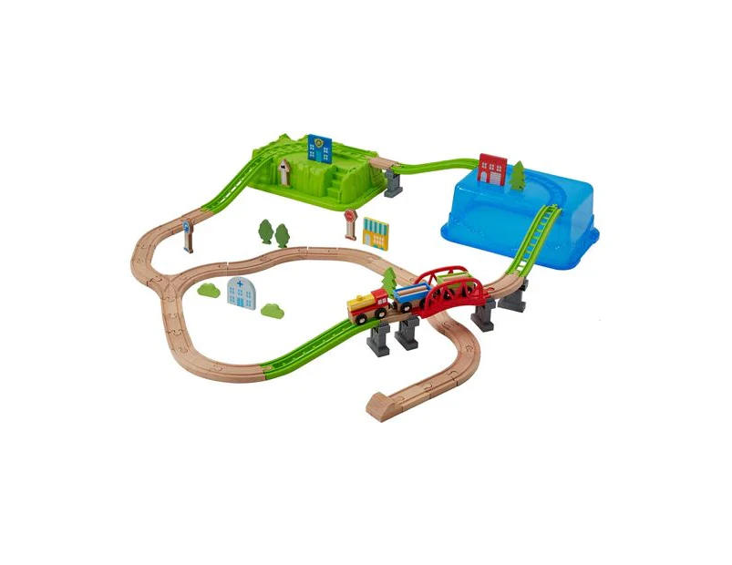 Wooden Train Set with Storage - Anko