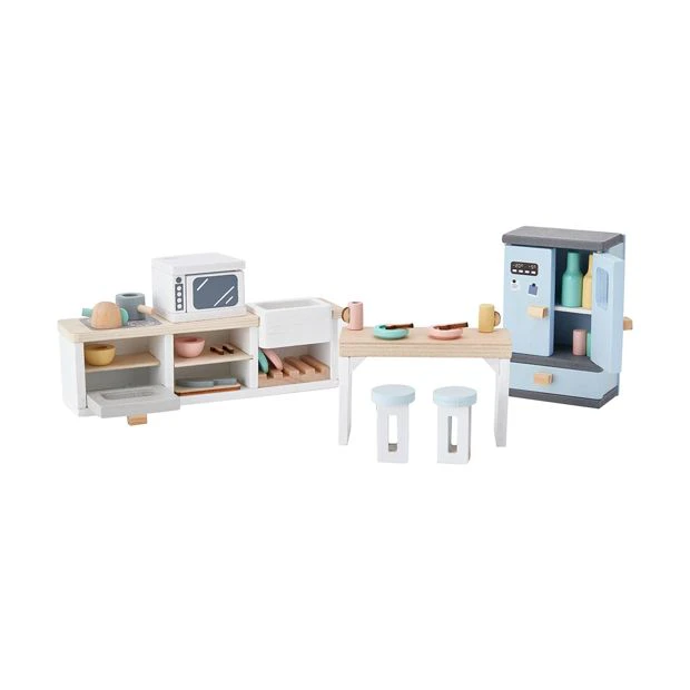 Wooden Dollhouse Deluxe Kitchen Set, 24 Pieces - Anko