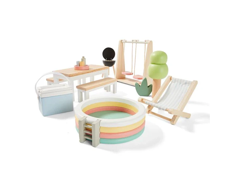 Dollhouse Furniture Deluxe Backyard, 14 Piece Set - Anko