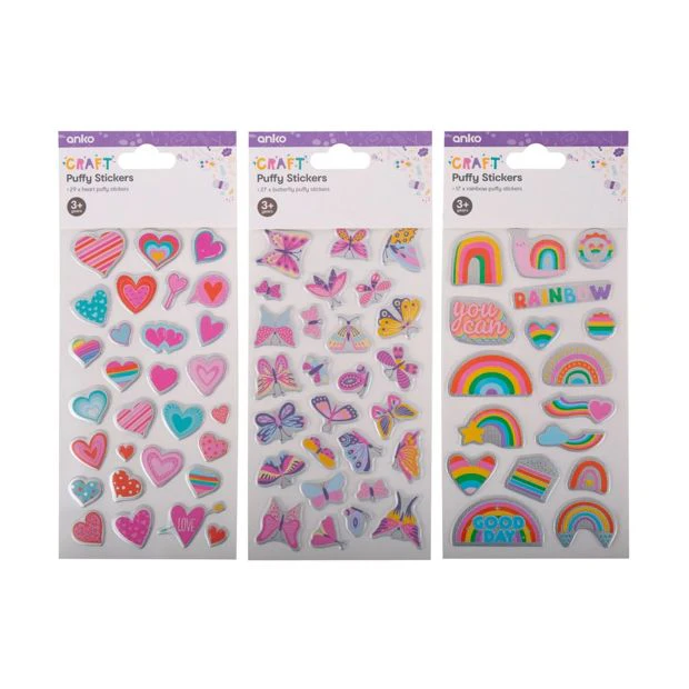 Puffy Stickers, Assorted - Anko