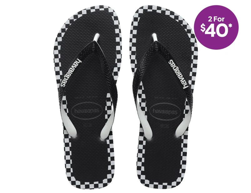 Havaianas Men's Checkmate Top Thongs - Black/White