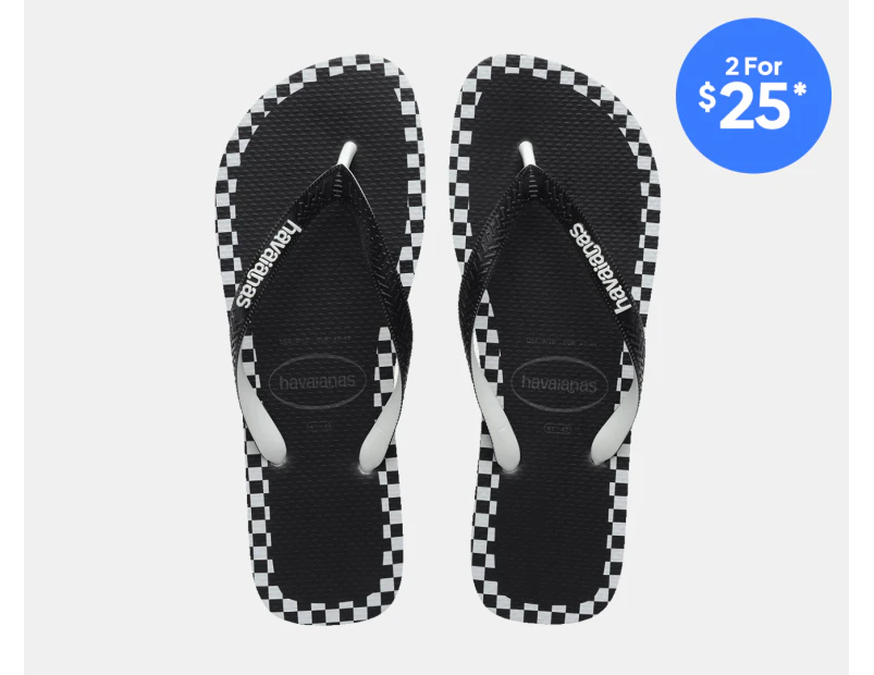 Havaianas Men's Checkmate Top Thongs - Black/White