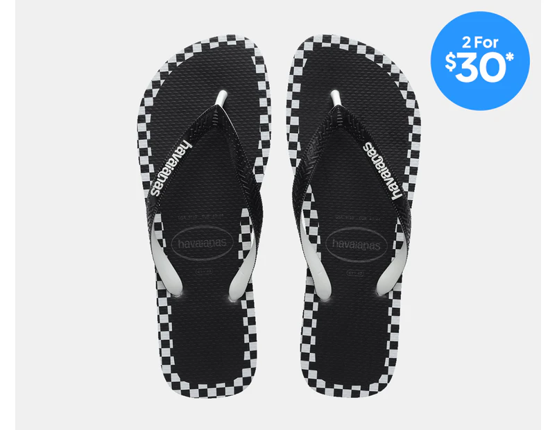 Havaianas Men's Checkmate Top Thongs - Black/White