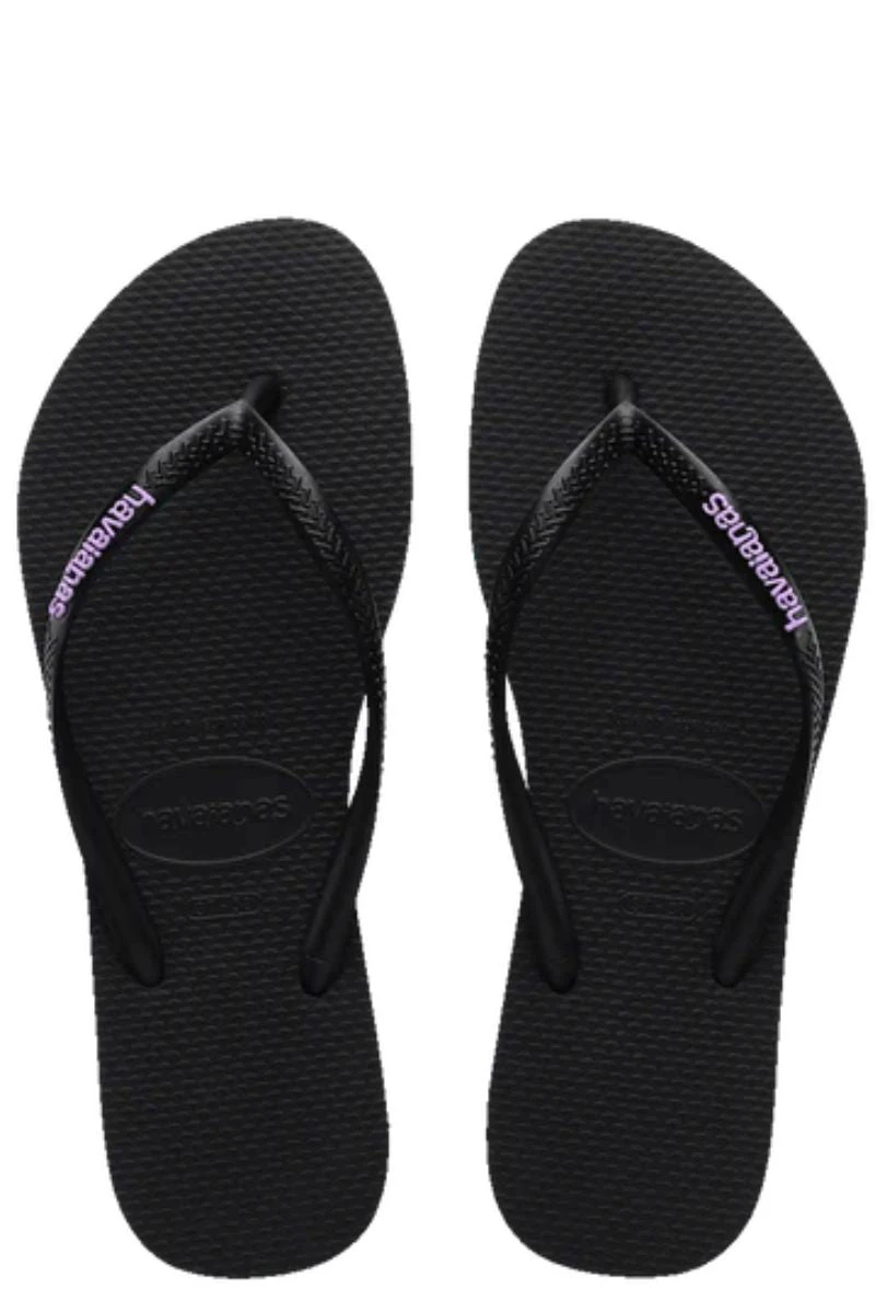 Havaianas | Kids Slim Rubber Logo (Black/Lilac)