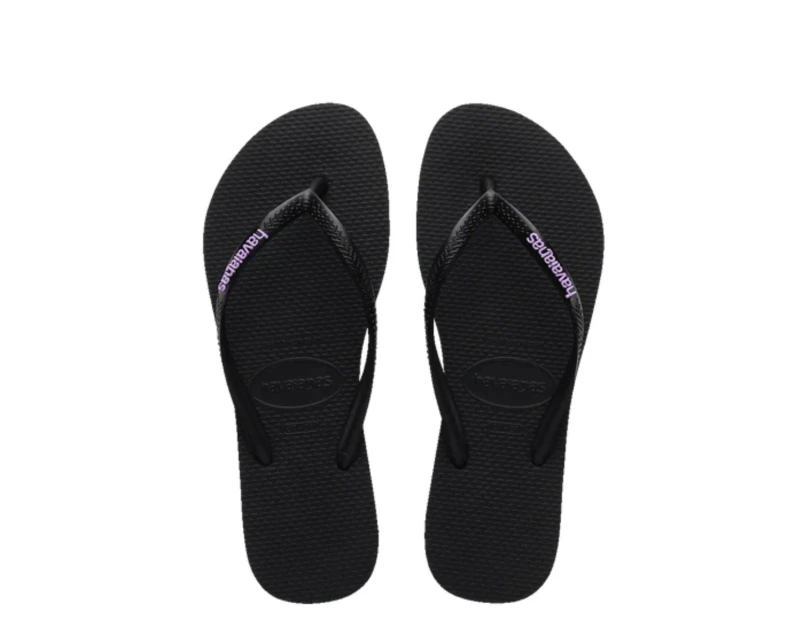 Havaianas | Kids Slim Rubber Logo (Black/Lilac)