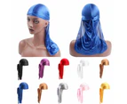 Silky Durags Du Rag Pirate Cap Doo Rag Skully Chef Sports Biker Hat Headwrap - Black