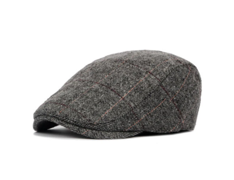 Men Newsboy Gatsby Cap Ivy Hat Cabbie Golf Driving Flat Duckbill Beret Beanie - Grey