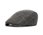 Men Newsboy Gatsby Cap Ivy Hat Cabbie Golf Driving Flat Duckbill Beret Beanie - Grey