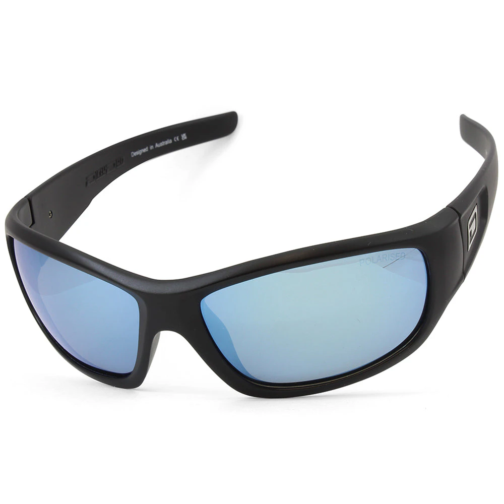 Dirty Dog Sythe Satin Black Grey/ice Blue Mirror Polarised Sunglasses 53454